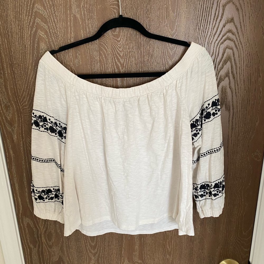 American Eagle Off the Shoulder Embroidered Top